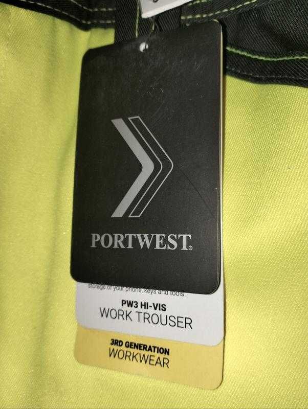 Чоловічі робочі світловідбивні рефлективні штани брюки нові portwest