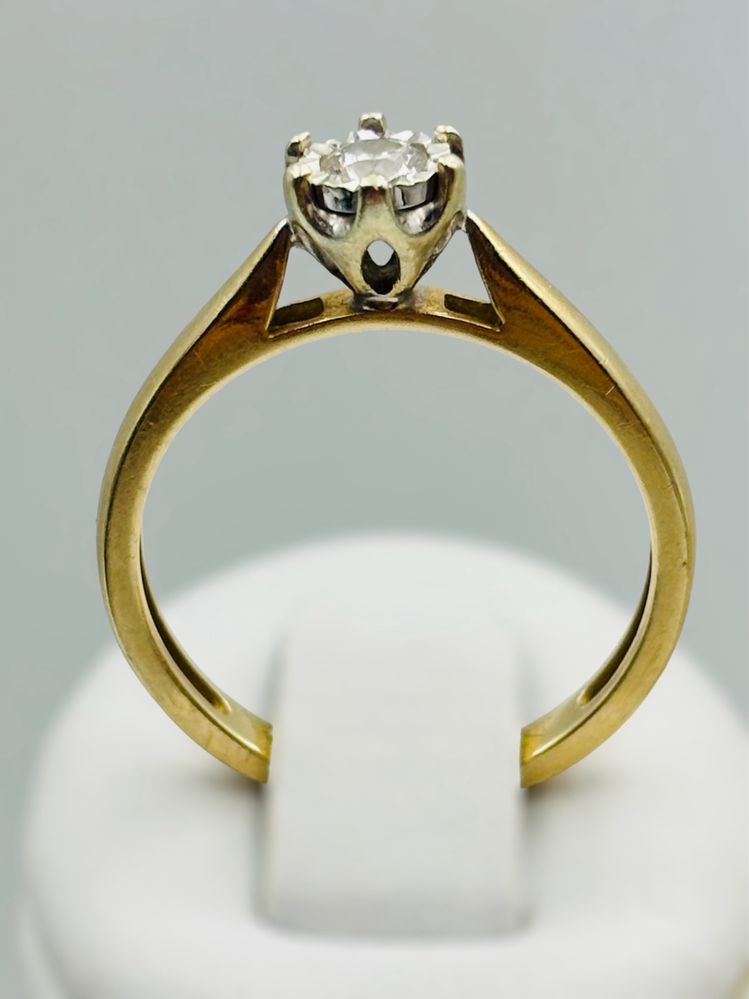 Pierścionek Złoty z Brylantem 0.15ct 585/14k 2.03g roz13 Certyfikat