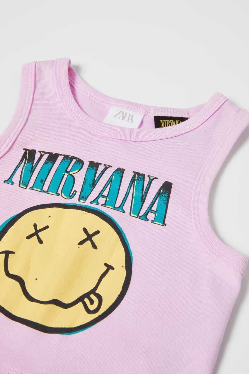 Топ ZARA з принтом NIRVANA вкорочена майка 11 12 років