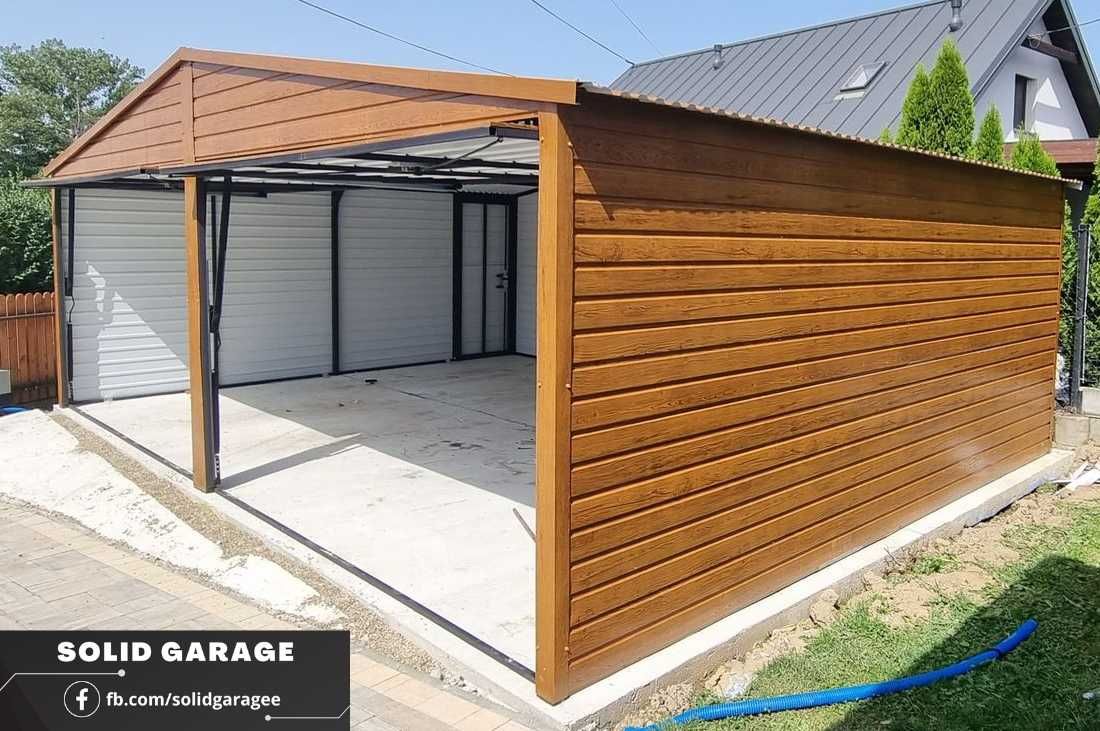 Dwustanowiskowy garaż 7x5 drewnopodobny (dekoracja 6x5 6x6 8x6)
