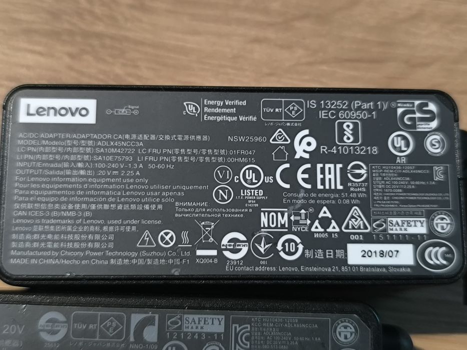 Oryginalne zasilacze Lenovo 45,65,90 W SLIM TIP