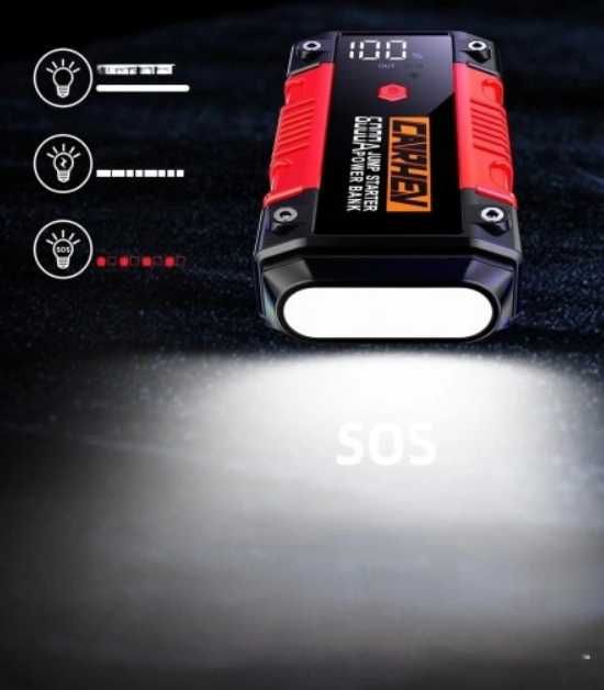 CARHEV Powerbank 6000A Rozruch 12V 10L Benzyna Diesel LED Latarka
