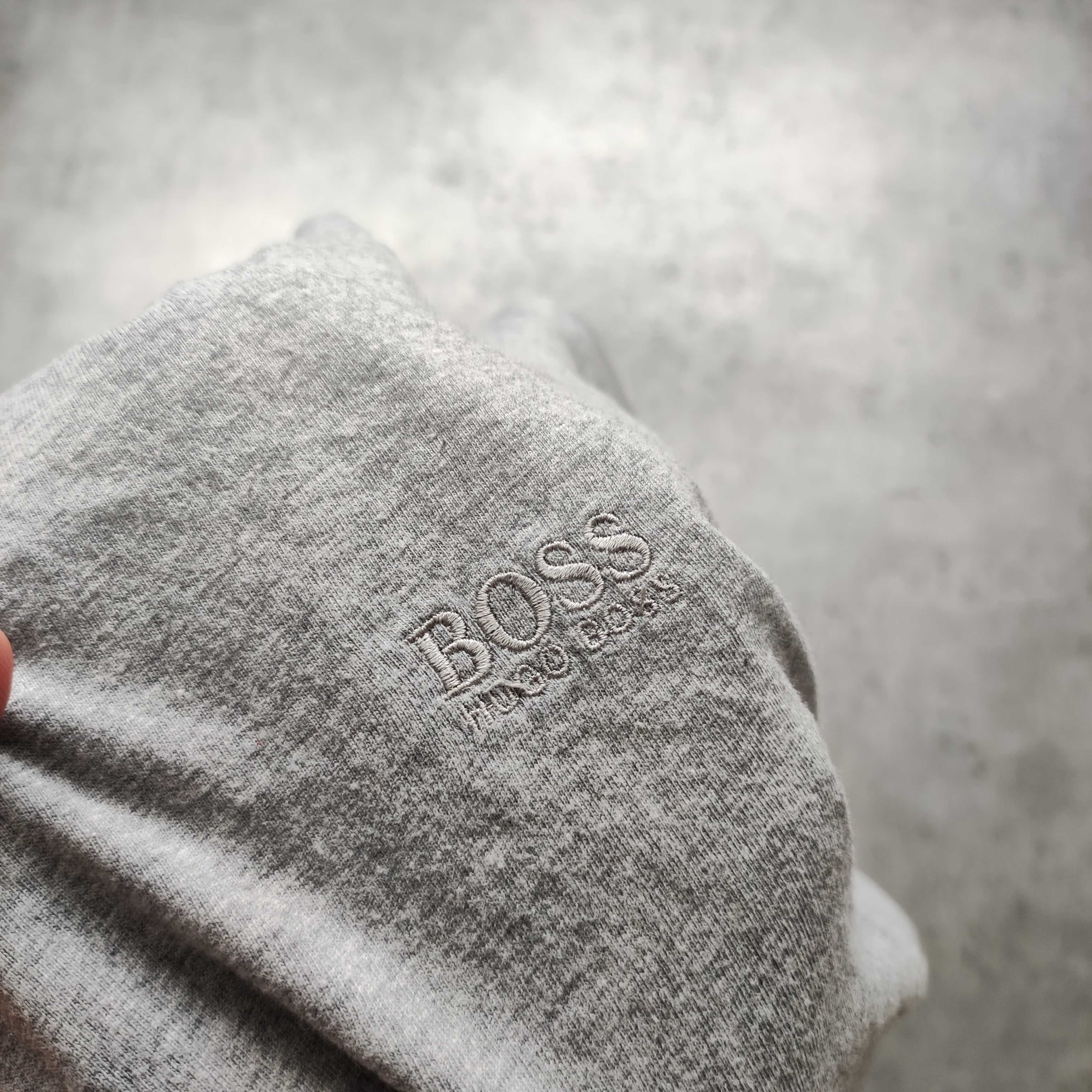 MĘSKA Koszulka Szara PREMIUM Bawełna Elegancka Kołnierzyk Hugo Boss