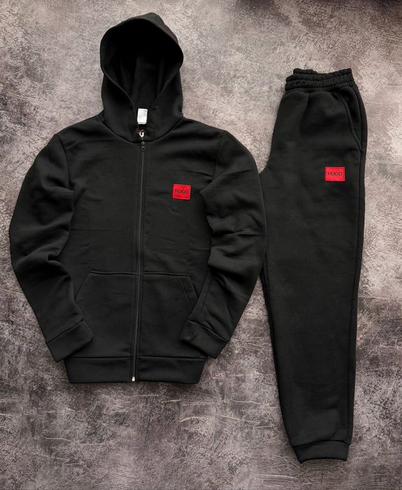 Спортивный Костюм Хуго на Флисе (С-ХХХЛ) Костюм зимний новый черный