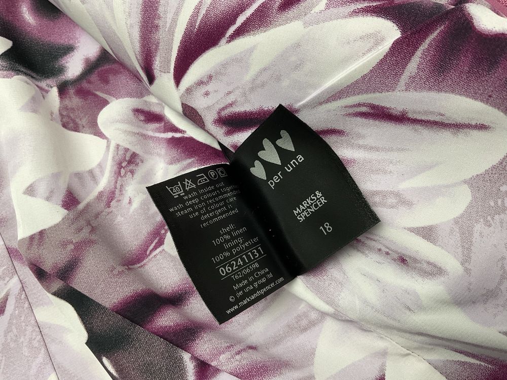 M&S lniana krótka marynarka żakiet 100% len 3XL 46 XXXL fuksja elegant