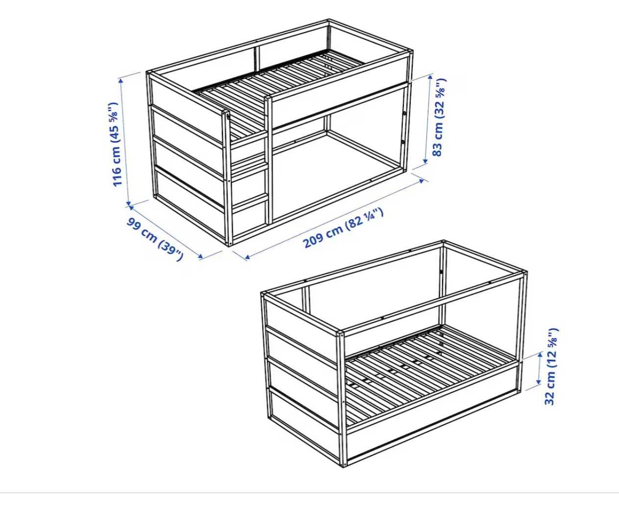 Łóżko piętrowe Ikea Kura + zasłony + baldachim liść Ikea