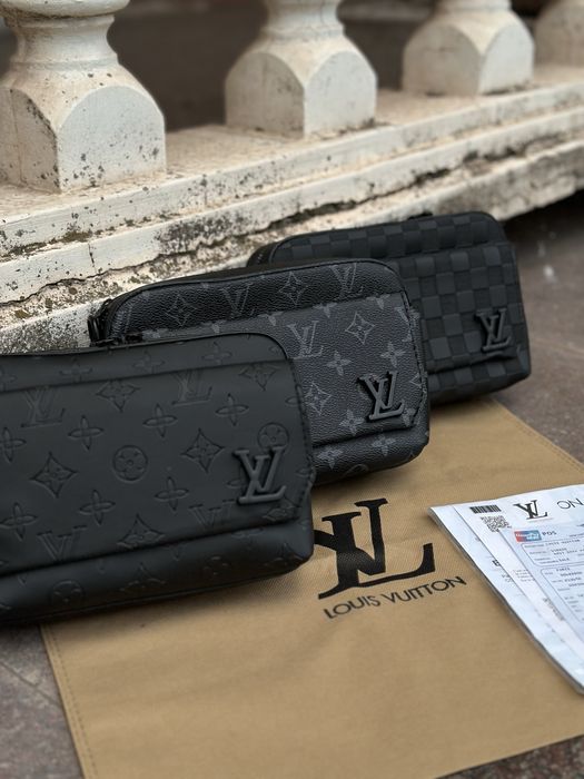 Барсетка Луи Витон через плечо мужская сумка Louis Vuitton кожаная топ