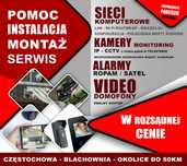 Sieci komputerowe, routery, monitoring kamery IP, alarmy. Zdalny dostę