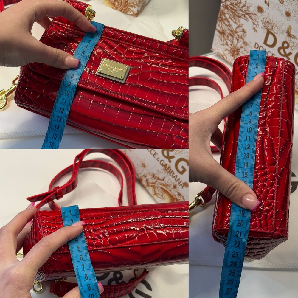 Маленькая красная лаковая сумка mini dolce & gabbana sicily