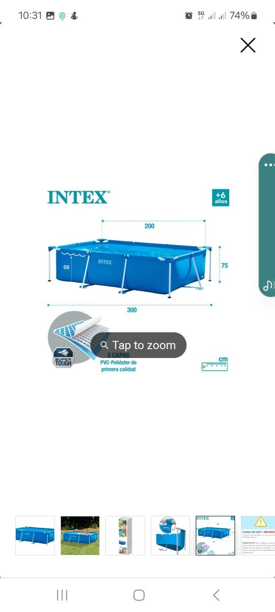 Piscina Tubular INTEX  (300x200x75 cm - 3.834 L)