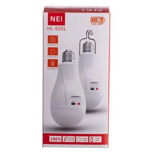 Акумуляторна LED лампа NEI HL-E05L E27, 1400 Лм, аварійне освітлення