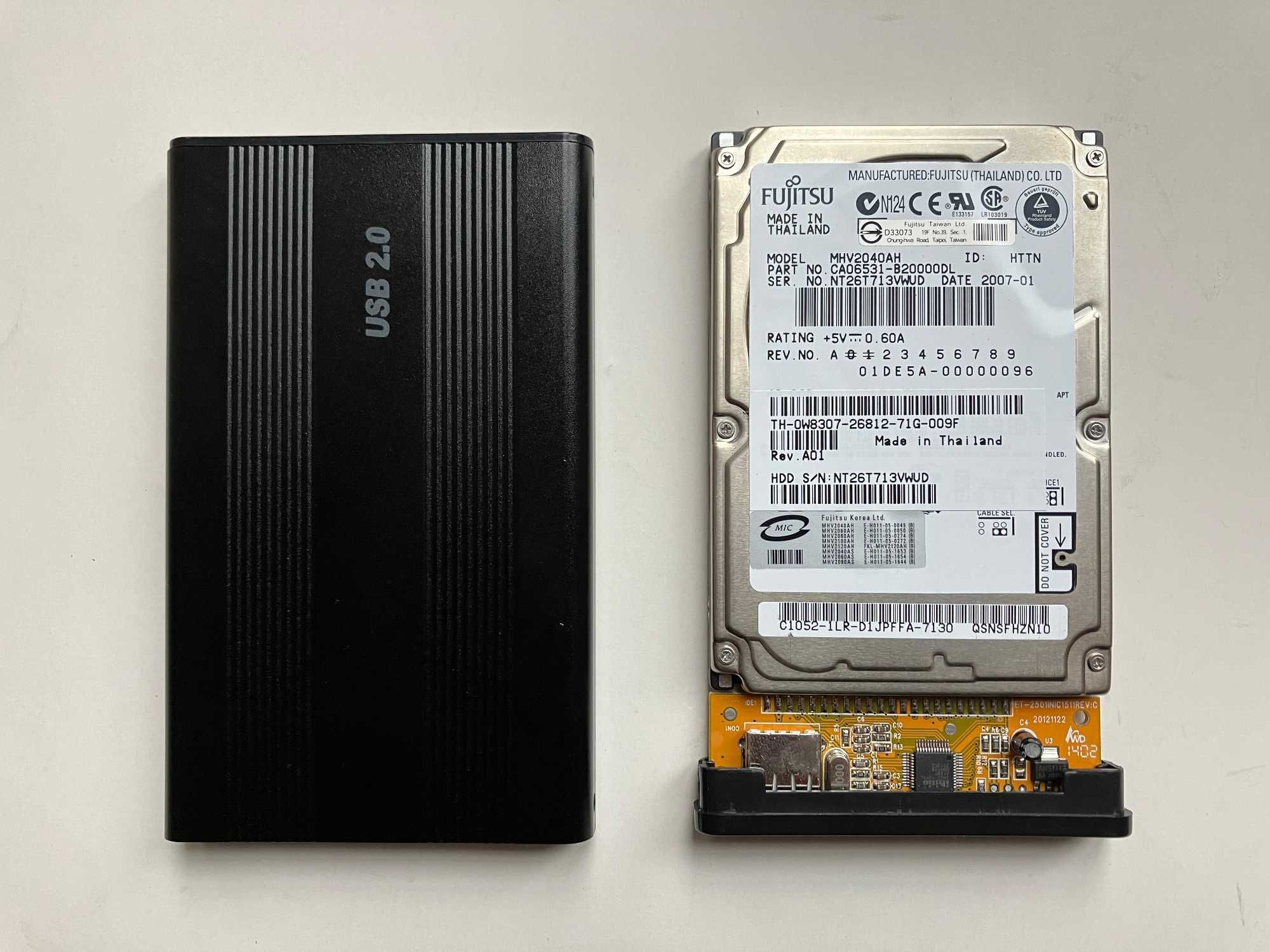 DYSK zewnętrzny 2,5 cala 40 GB FUJITSU + przewód USB