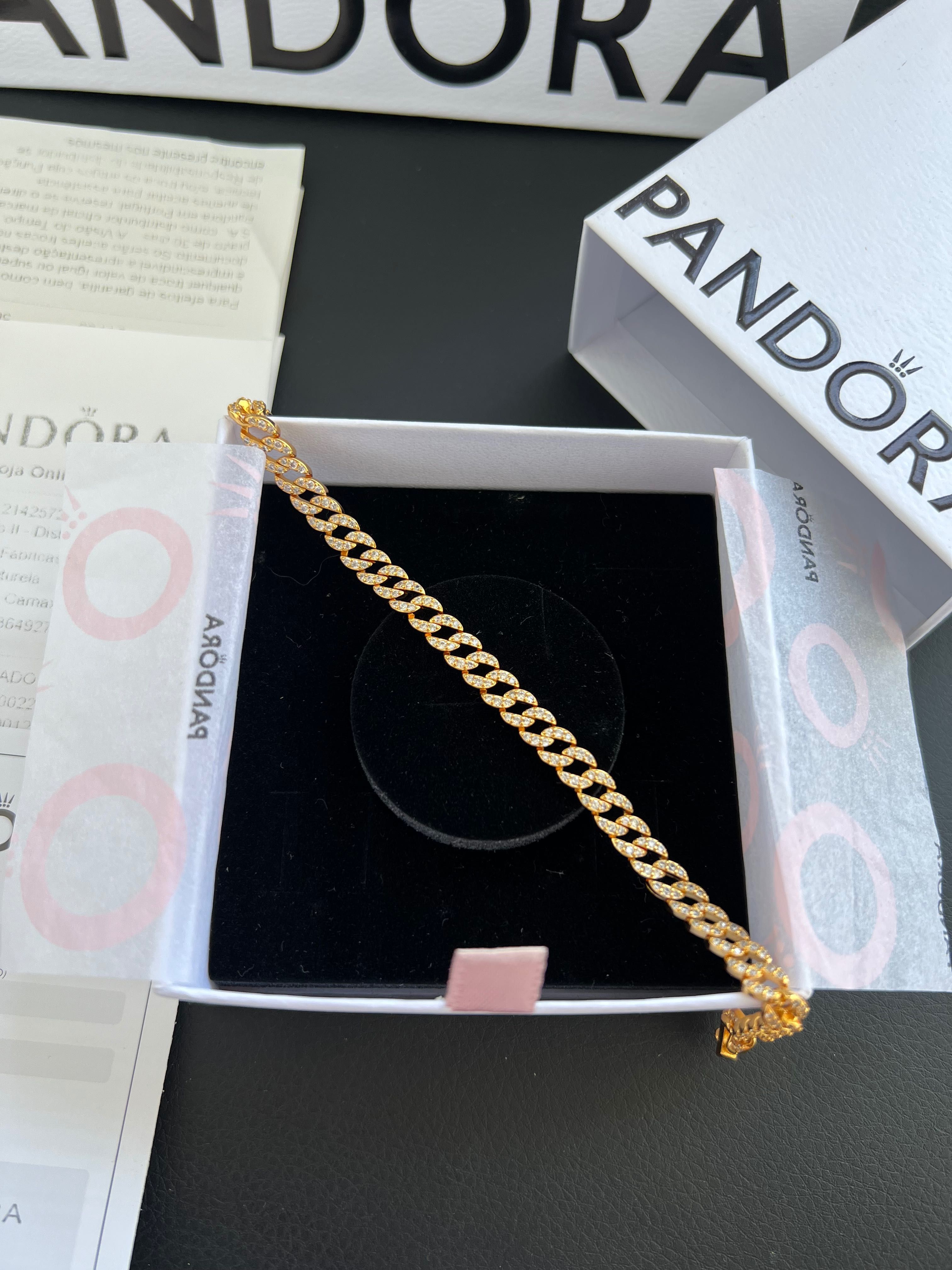 Pulseira de Corrente Cubana Pavé Pandora