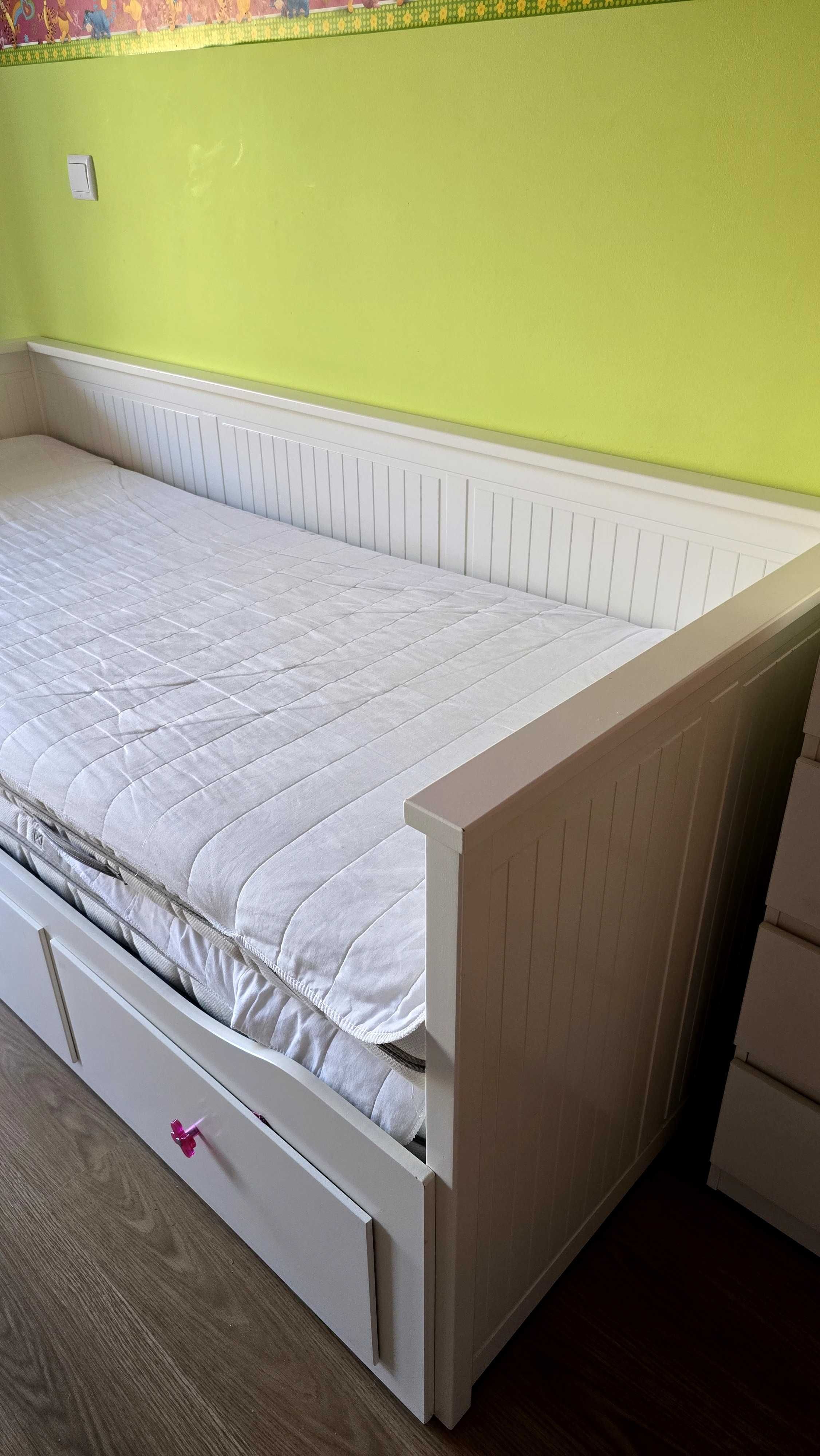 HEMNES Cama indiv/dupla c/3 gav, branco, 80x200 cm IKEA