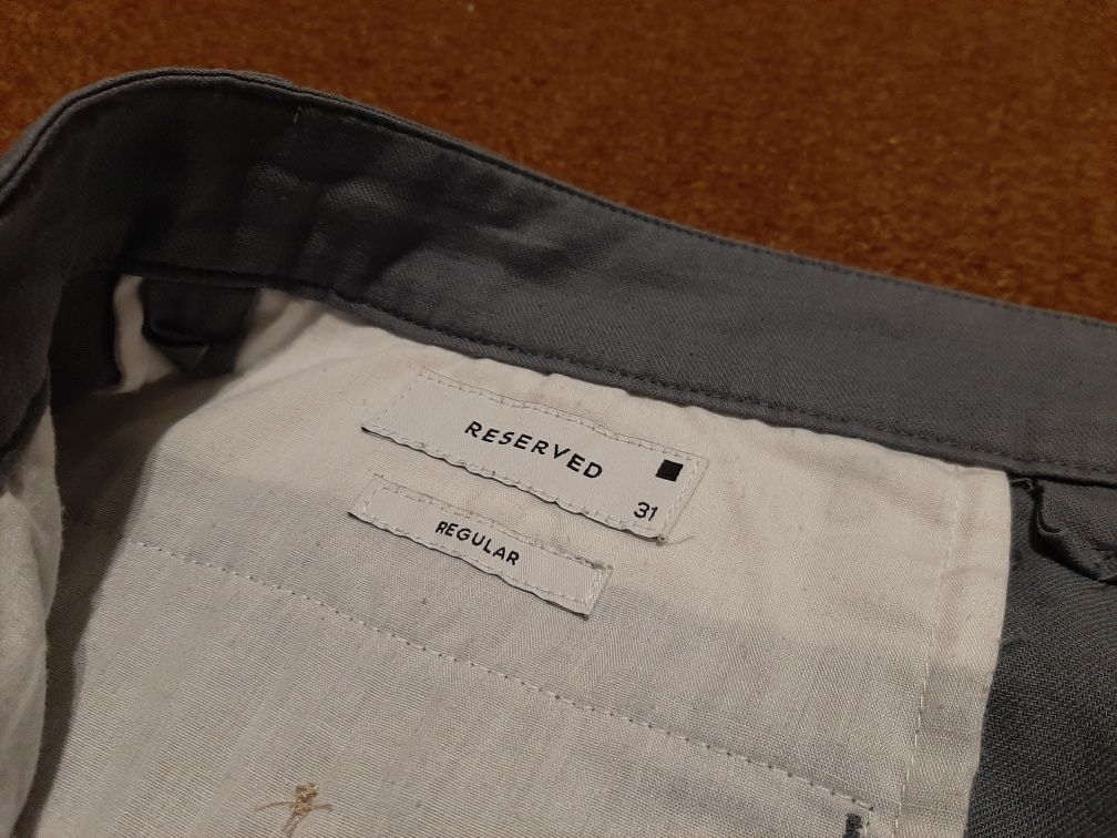 Eleganckie spodnie męskie letnie grafit reserved 31