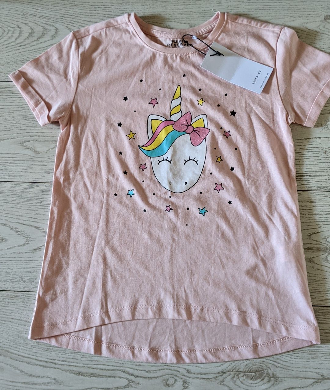 Nowa Reserved bluzka r. 122 unicorn t-shirt krótki rękaw koszulka