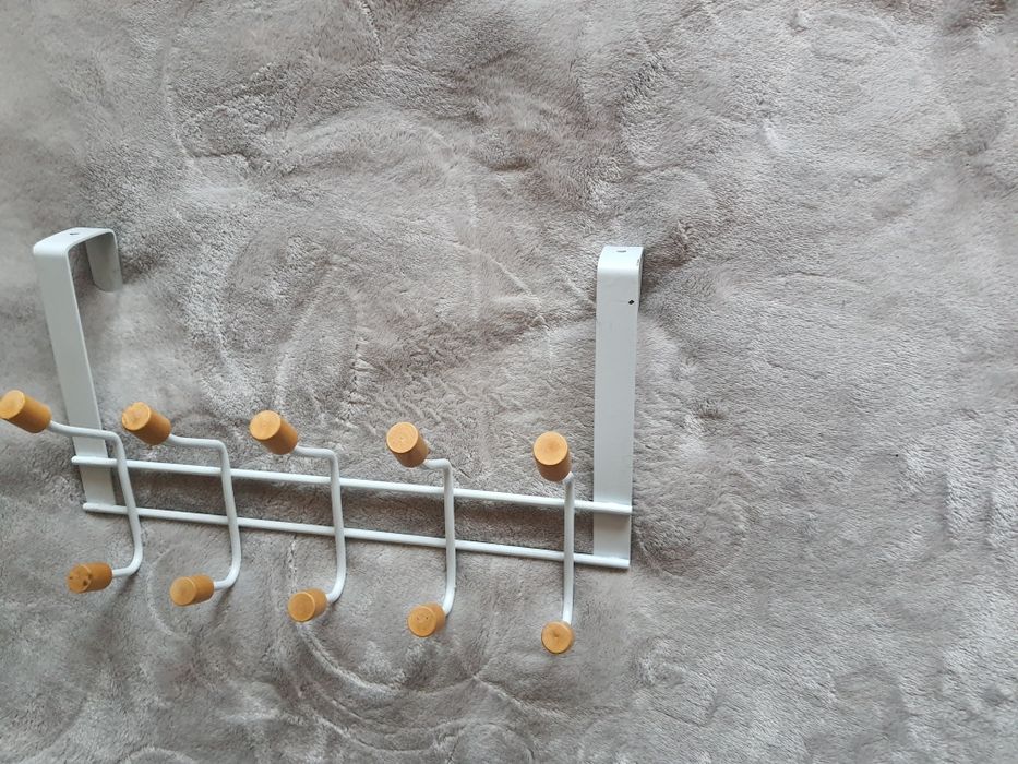 Wieszak na Drzwi Metal Bambus 10 Haczyków Prysznic Łazienka Garderoba