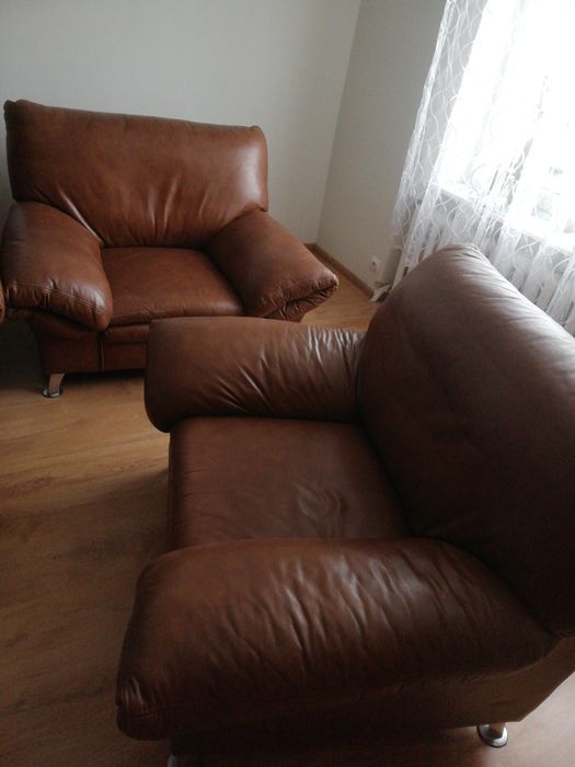 Komplet skórzany kanapa i 2 fotele