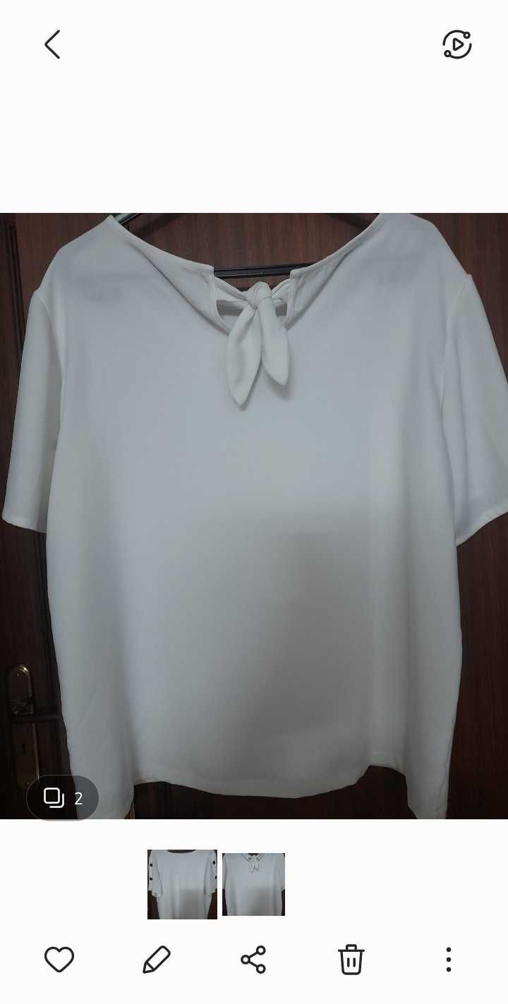 Blusa branca com botões pretos - Tamanho L/ML