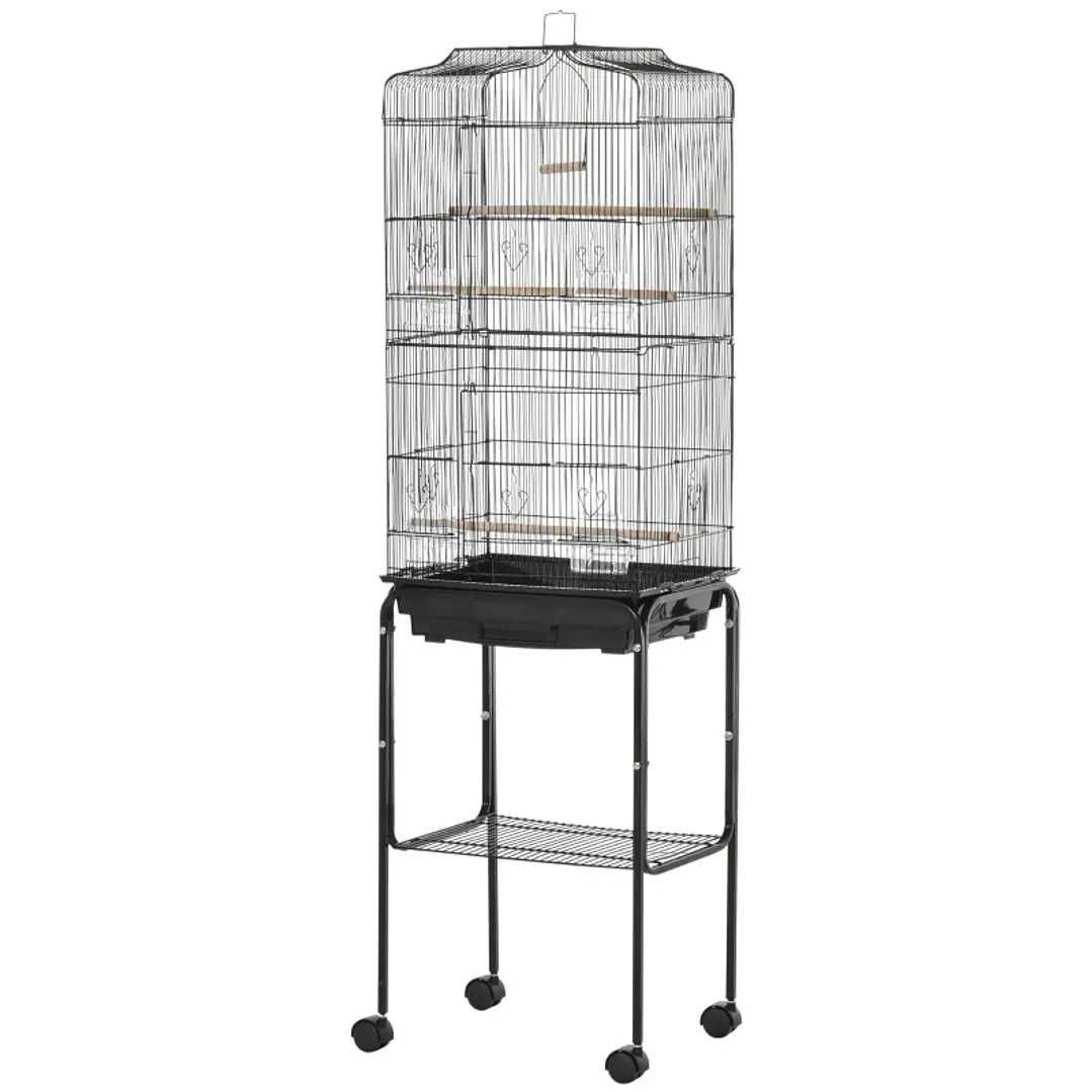 Gaiola para Passáros com 4 Rodas e Bandeja Removível 46,5x36x157cm