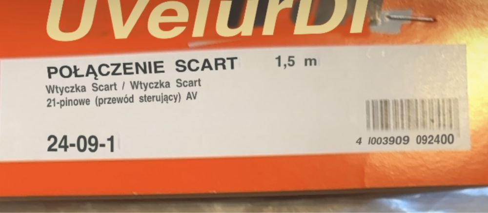 Kabel wtyczka SCART 1,5 m długość A/V