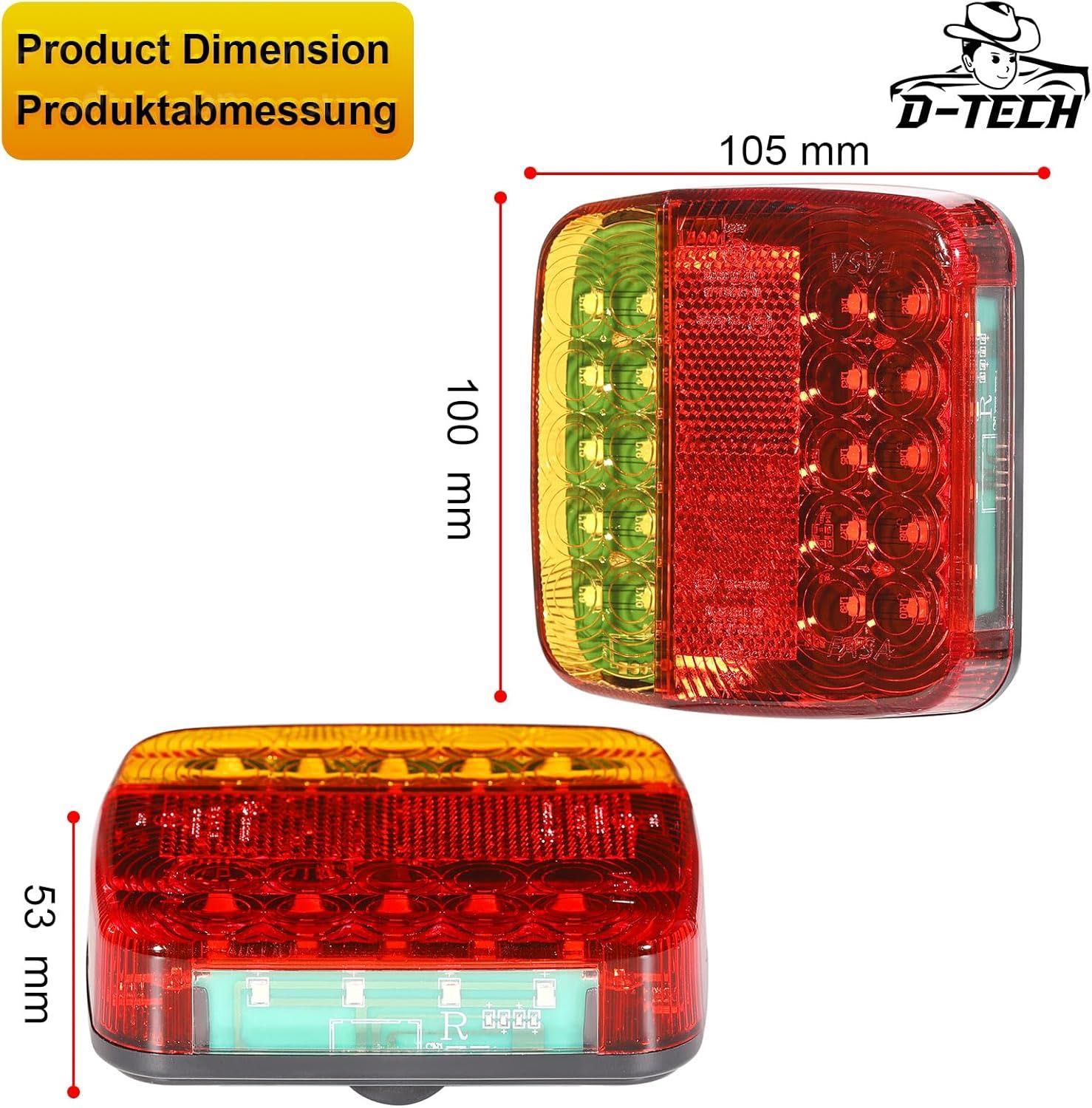 Zestaw bezprzewodowych tylnych świateł LED D-TECH z magnesem