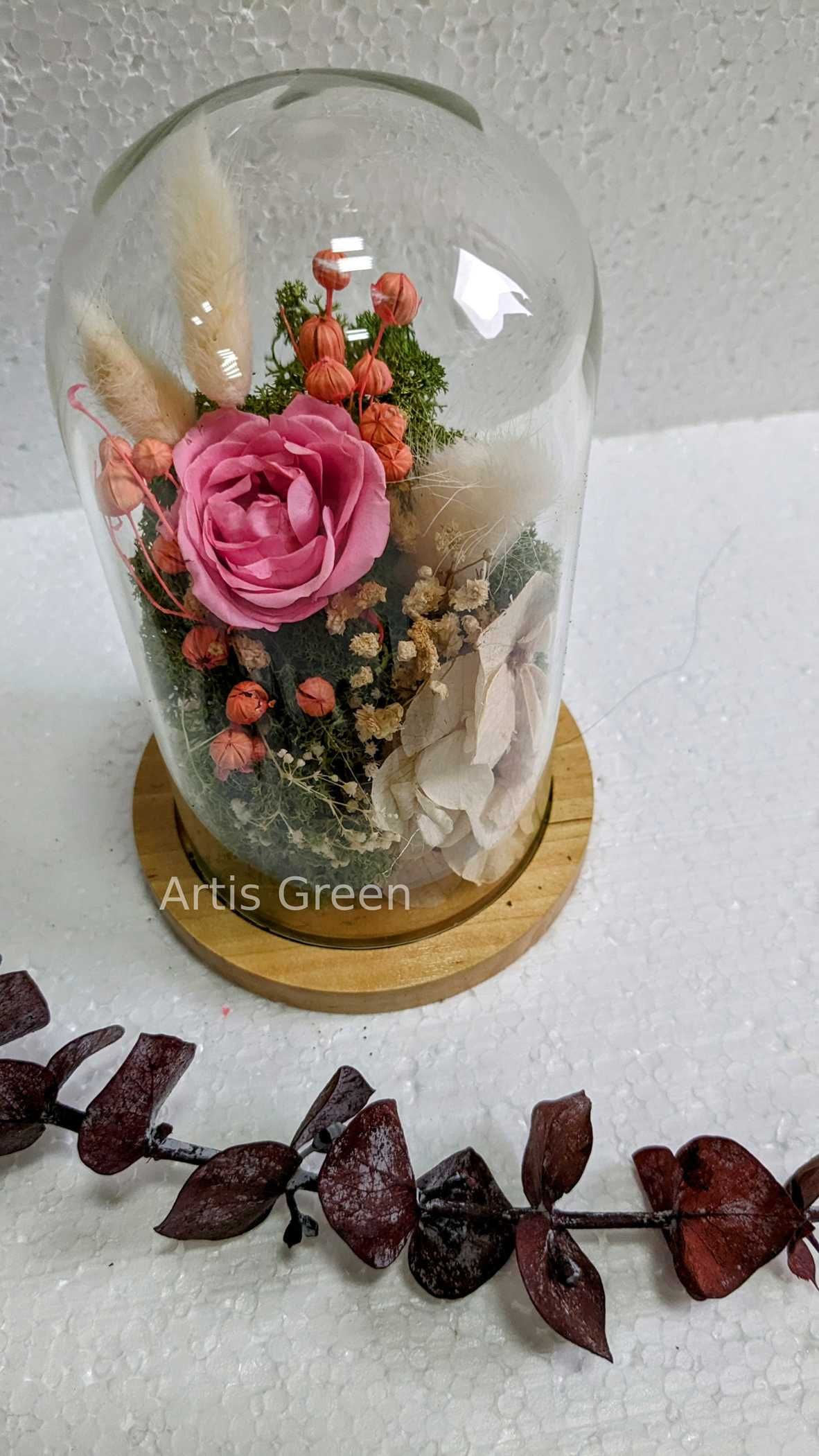 Колба со стабилизированными растениями/Колба з трояндою рожевою