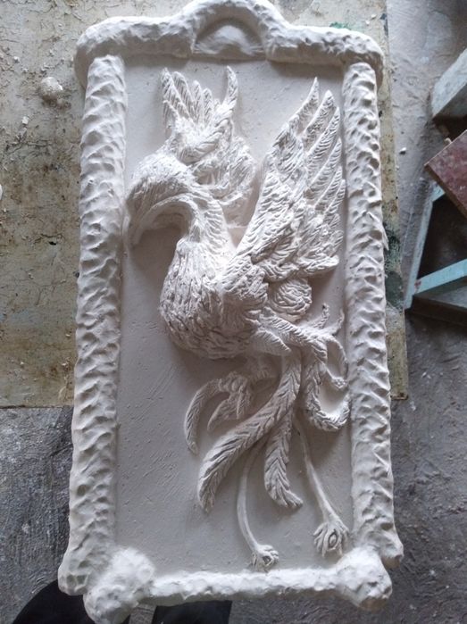 Панно Феникс из гипса объемная картина