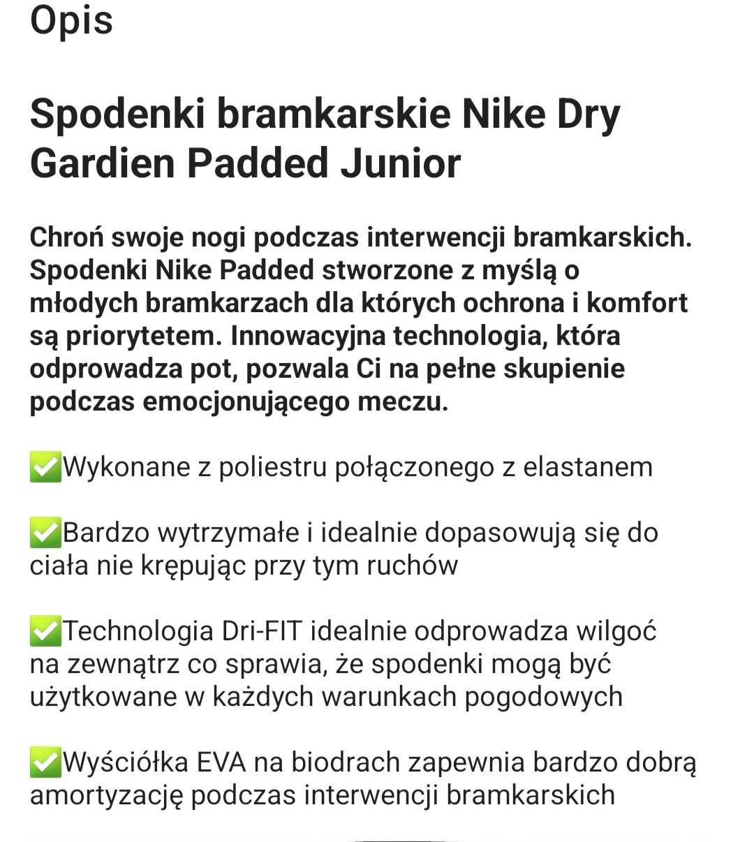 Spodenki Nike bramkarskie z ochraniaczami