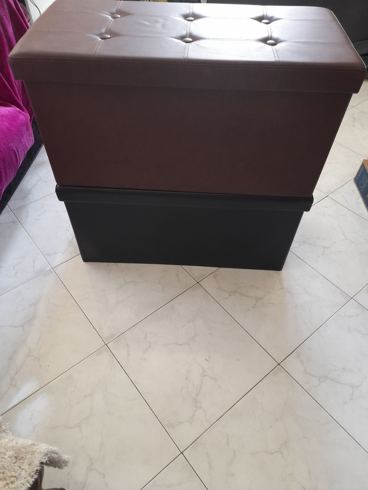 Puf arrumação castanho e preto