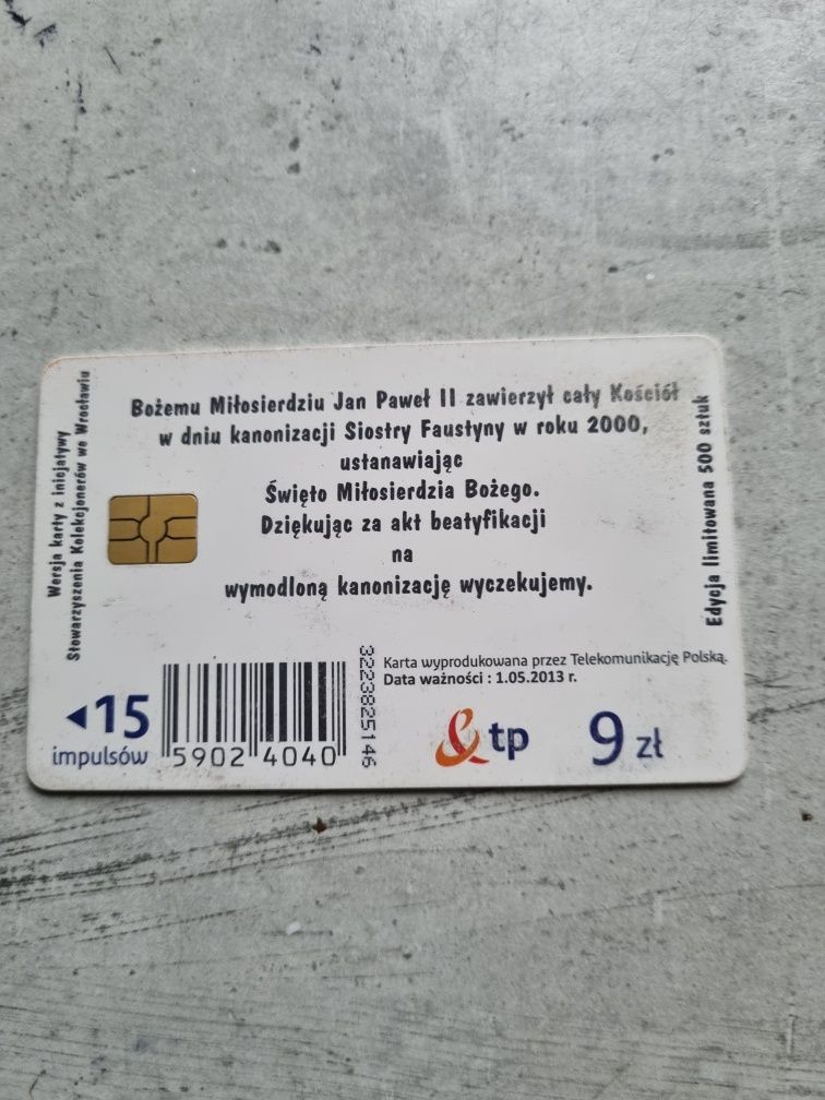Kolekconerska karta telefoniczna z chipem Jan Paweł II