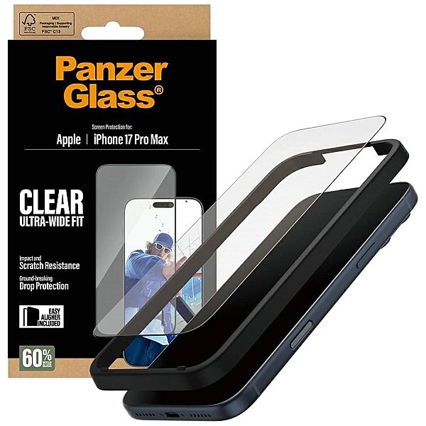 Szkło hartowane PanzerGlass Ultra-Wide Fit EasyAligner na iPhone 17 Pr