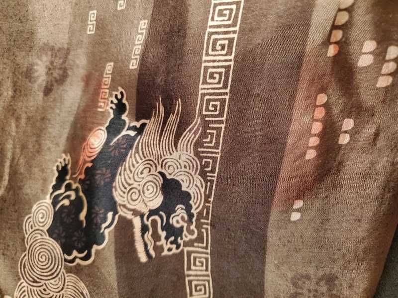 Japońskie haori męskie w lwy shishi czarne z zapięciem haori himo