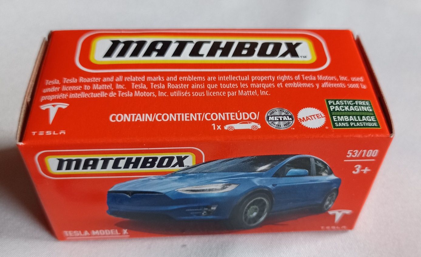 Matchbox Tesla Model X papierowe pudełko auto samochód resorak zabawka