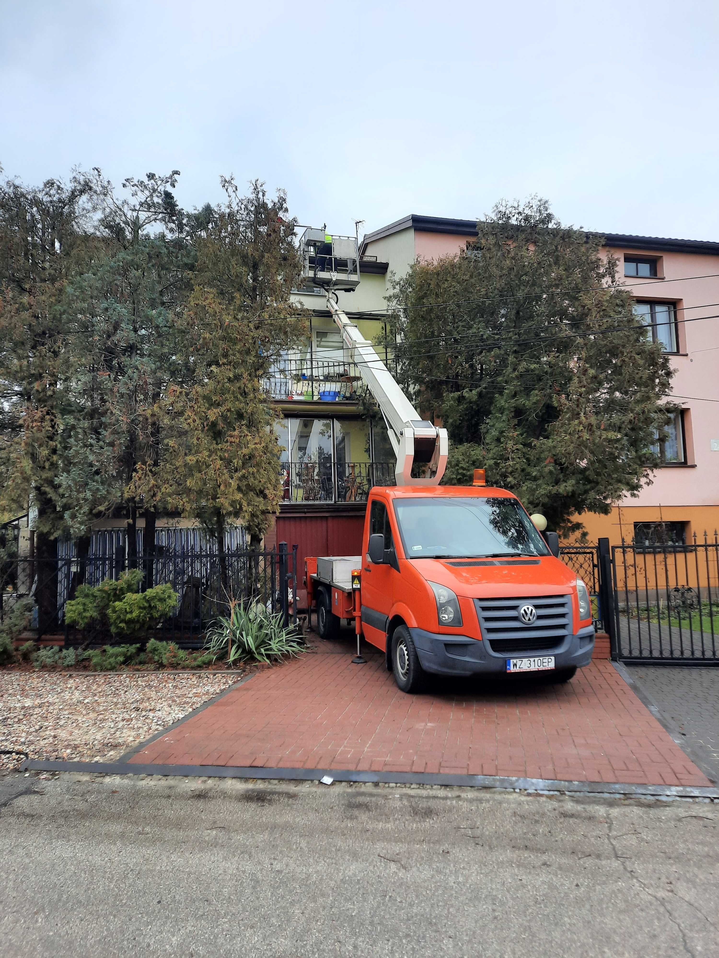 Podnośniki koszowe Warszawa, zwyżka, dźwig, wycinka drzew,