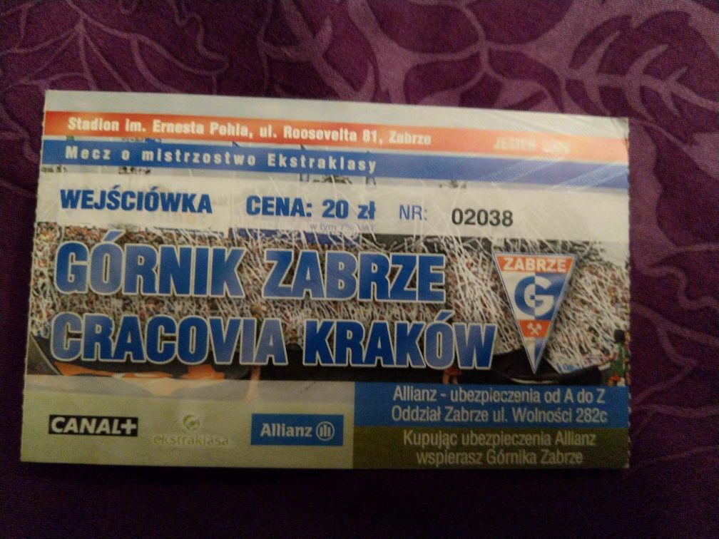 Bilet Górnika Zabrze i fotografia Lecha Poznań