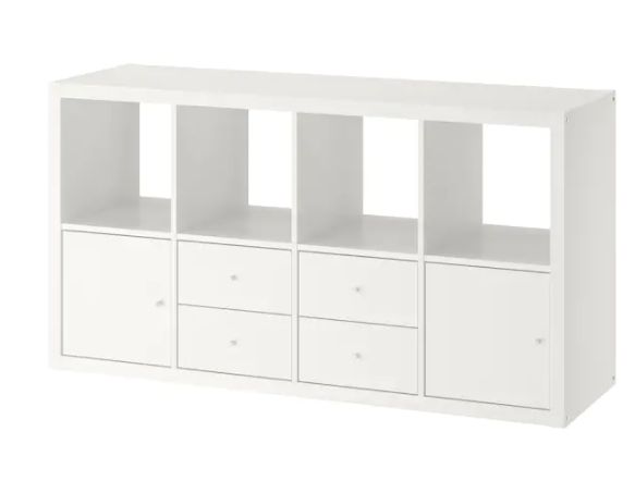Ikea KALLAX  Zestaw z 4 wkładami, biały77x147 cm