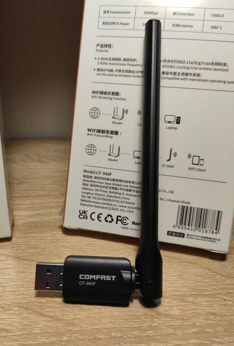 WiFi6 юсб вайфай адаптер з антенкою comfast cf-940f