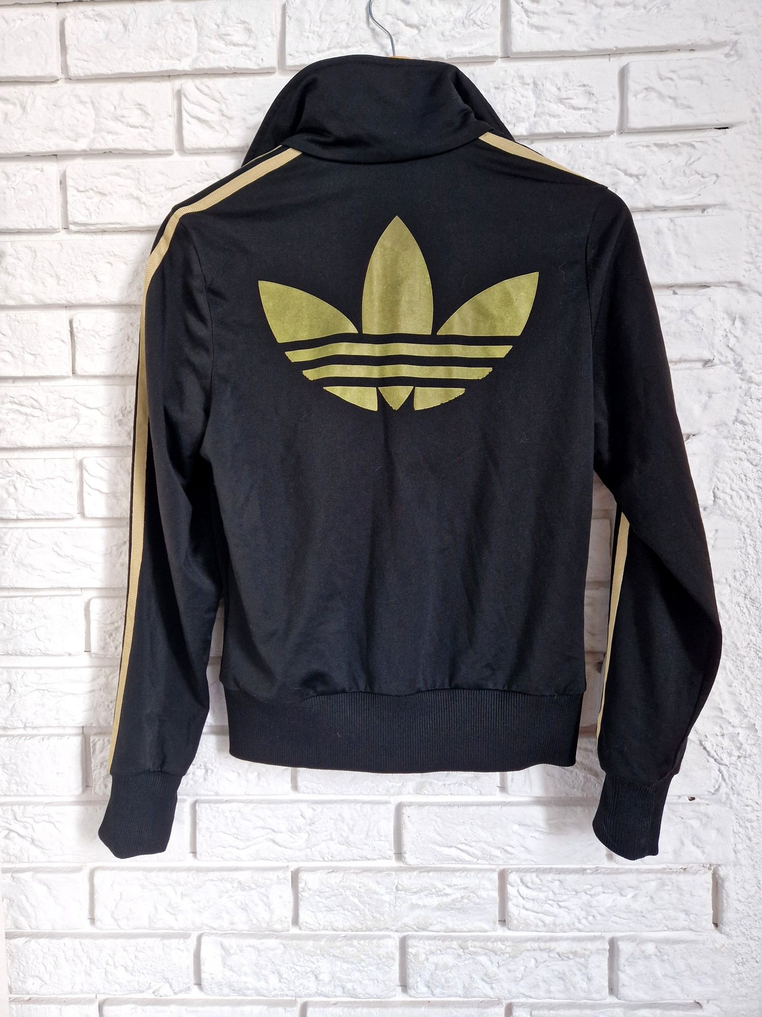 Bluza czarna Adidas złote paski roz.40 L