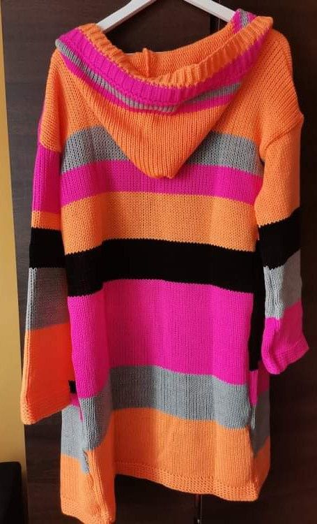 Długi kolorowy kardigan oversize s-l