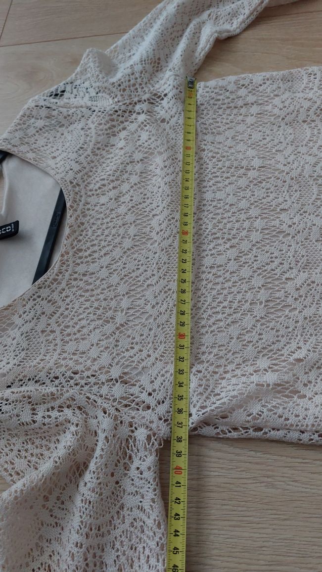 Koronkowa beżowa sukienka h&m xs
