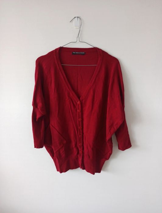 The Trend House Elegance Bordowy czerwony Kardigan sweter z Guzikami n