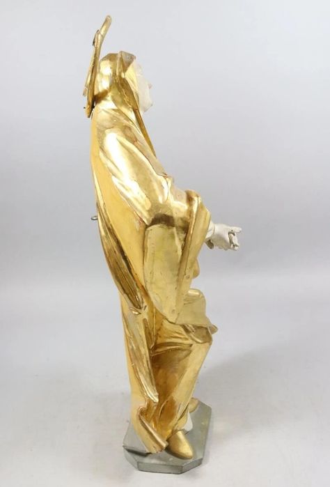 Figura Drewno Matka Boska w złotych szatach XVIII-XIX 50cm polichro