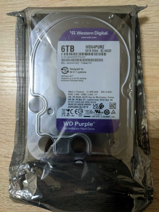 Жорсткий диск HDD WD Purple, 6Tb