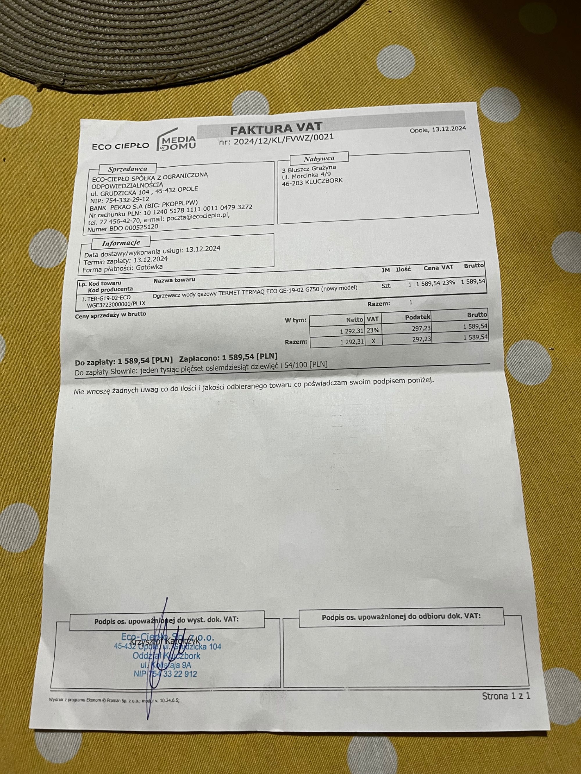 Ogrzewacz do wody gazowy Termet Termaq ECO GE-19-02