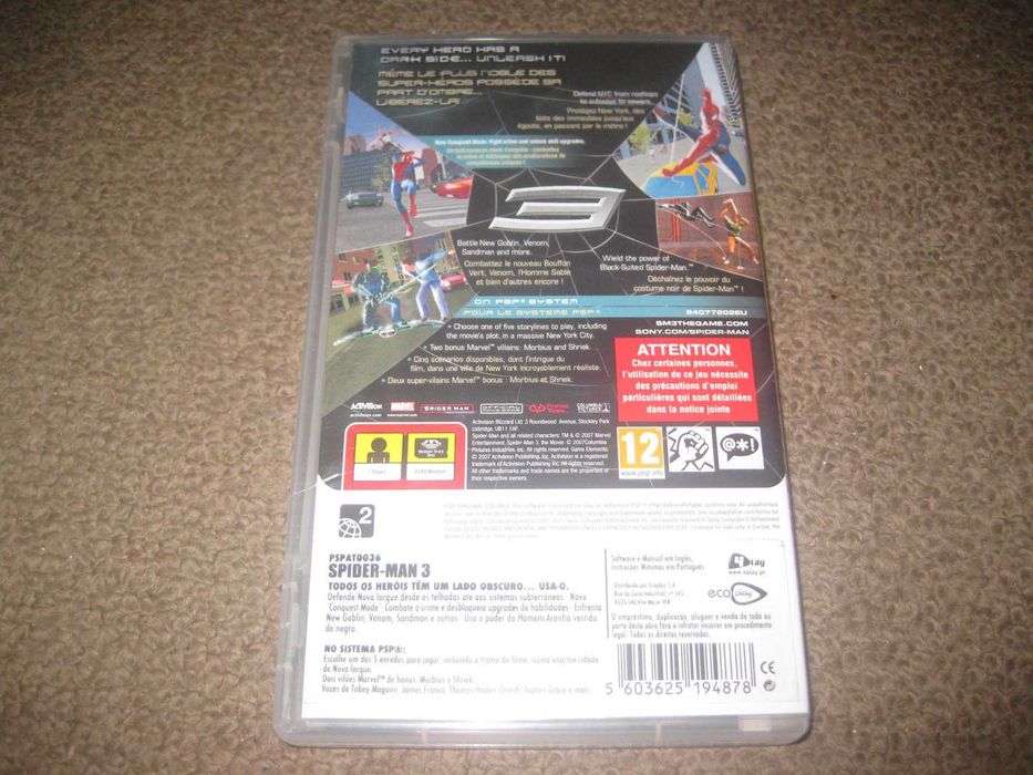Jogo PSP "Spider-Man 3" Completo!