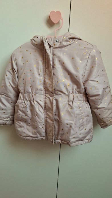 Kurtka zimowa dla dziewczynki 86 beżowa kremowa w gwiazdki