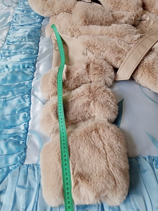 Куртка-шубка еко-шкіра, хутро, бежева