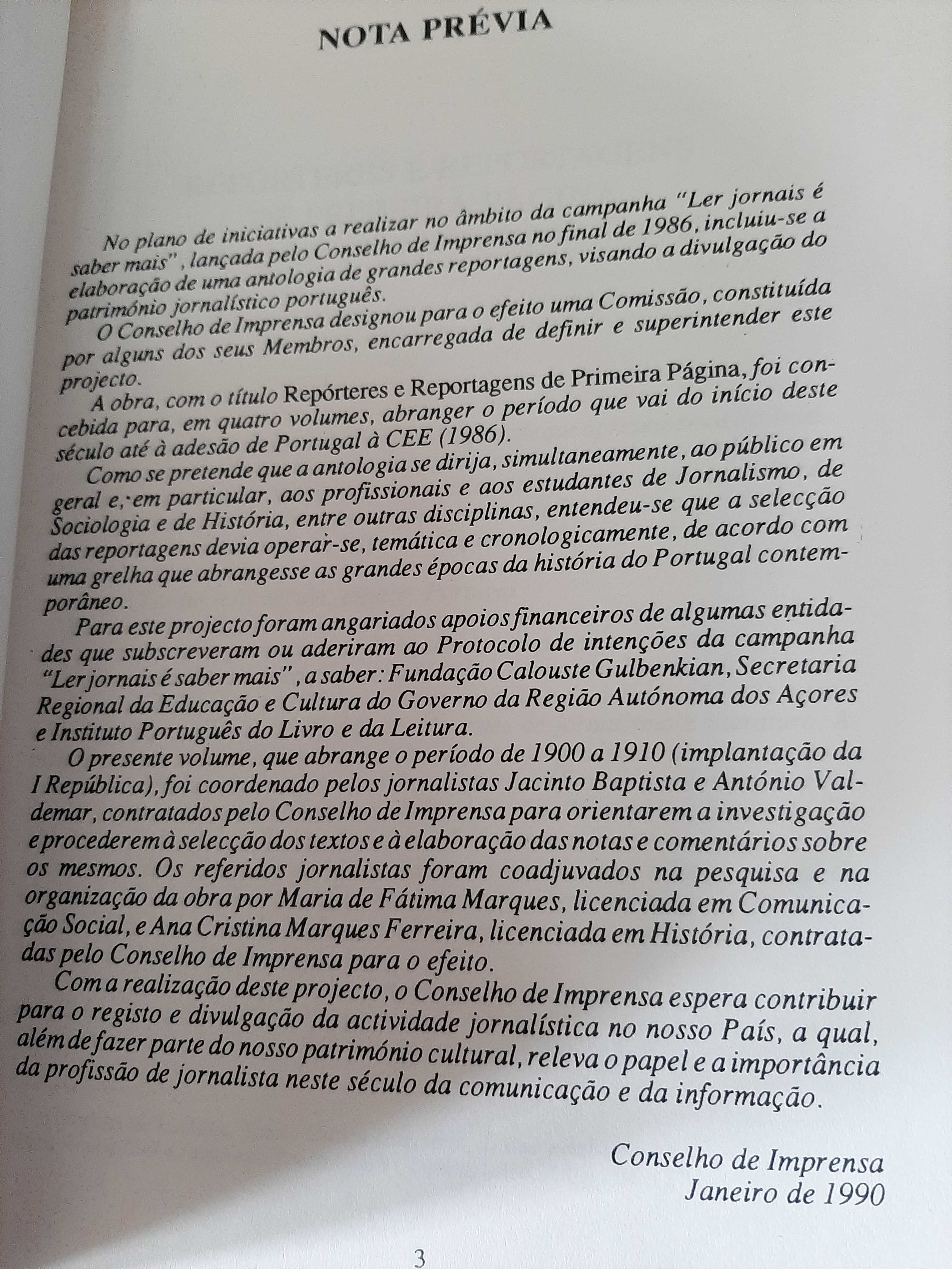 Jacinto Baptista – Repórteres e Reportagens de 1ª Página: 1901 a 1926