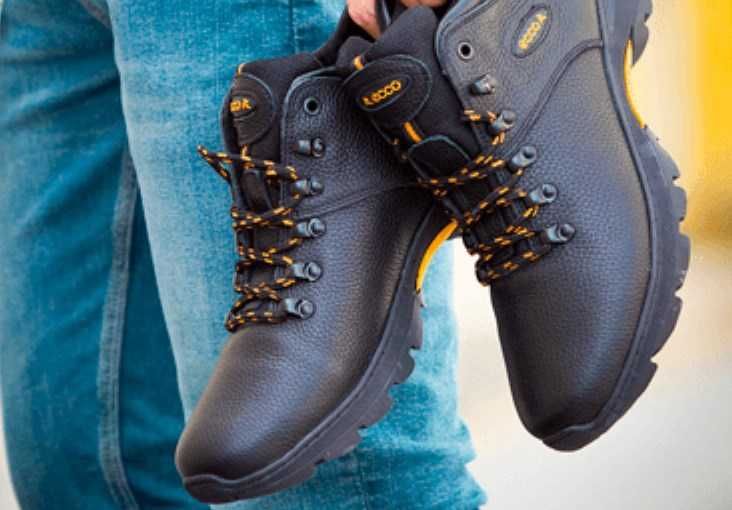 Мужские кожаные зимние ботинки на натуральной шерсти чоловічі черевики